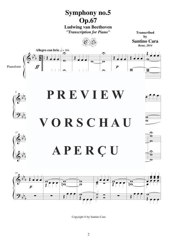 Produktgalerie: Seite 3 von 11 Symphony No.5 in C minor Op.67 for piano - Full Score, , Klavier Solo
