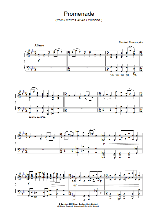 Product gallery: Page 1 of 1 Promenade (from Pictures At An Exhibition), Modest Mussorgsky