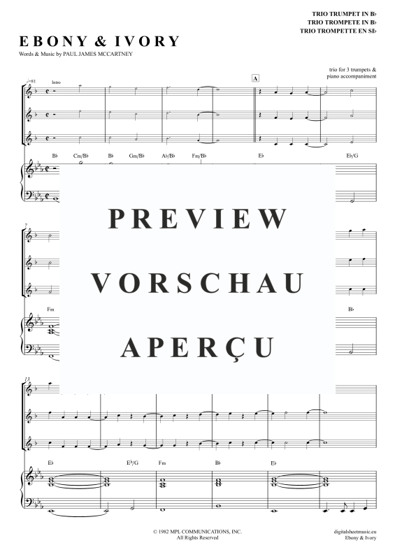 Produktgalerie: Seite 2 von 11 Ebony And Ivory, McCartney, Paul/Wonder, Stevie, (Trompeten Trio + Klavier)