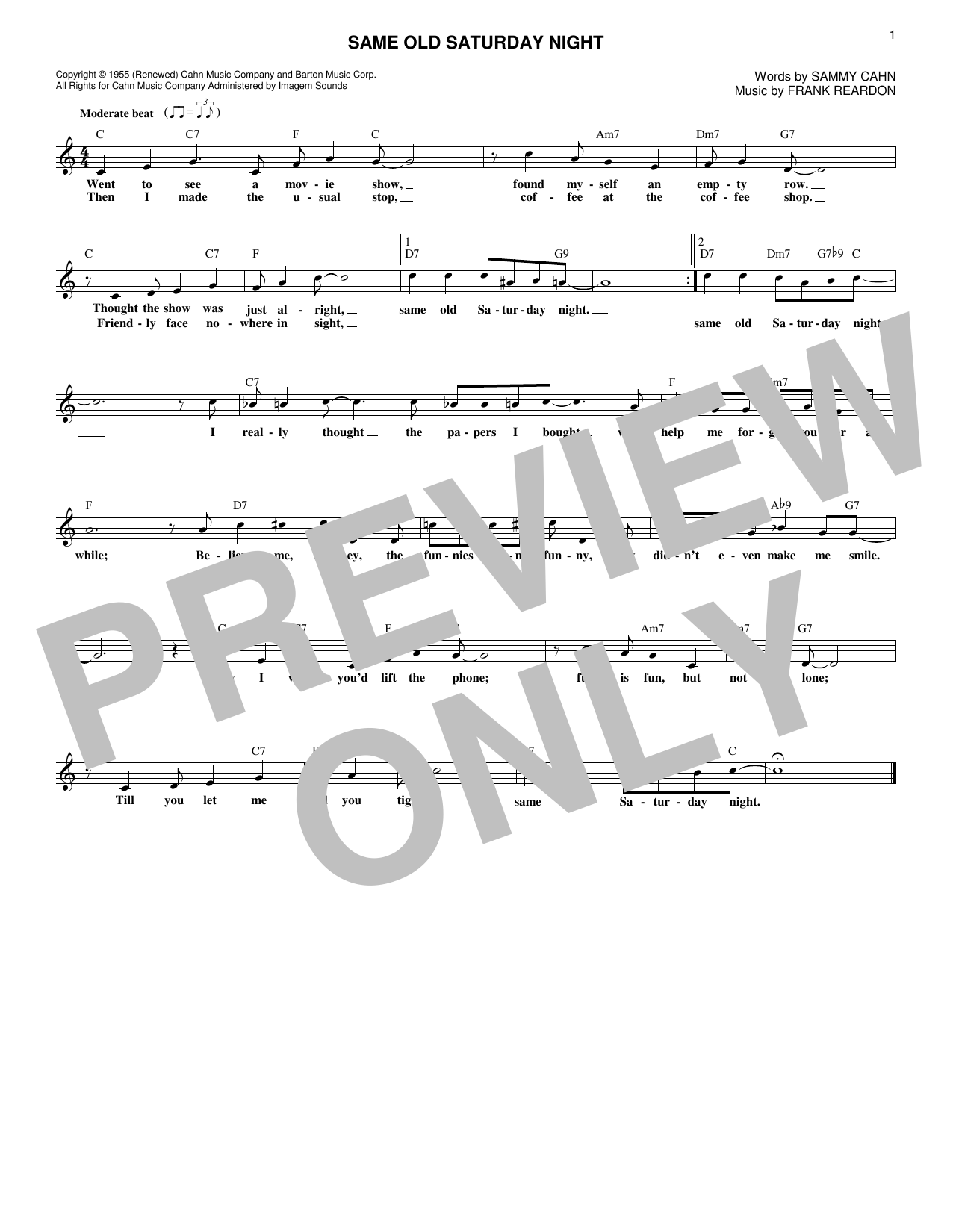 Product gallery: Page 1 of 1 Same Old Saturday Night, Sammy Cahn