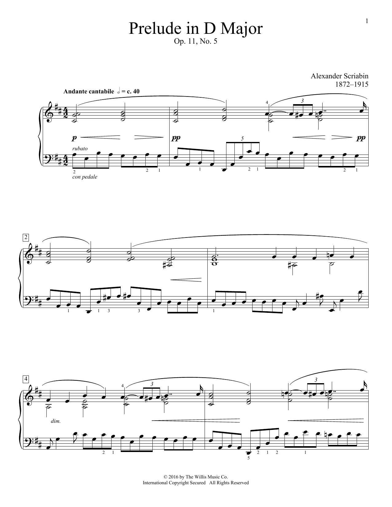Produktbild zu: Prelude In D Major, Op. 11, No. 5