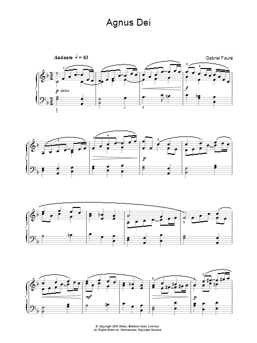 Product gallery: Page 1 of 1 Agnus Dei (from 'Requiem'), Gabriel Faure