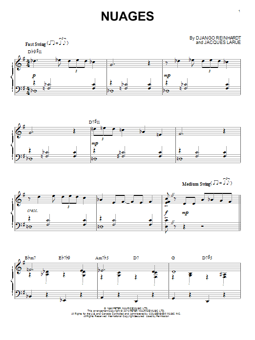 Product gallery: Page 1 of 1 Nuages (arr. Brent Edstrom), Django Reinhardt