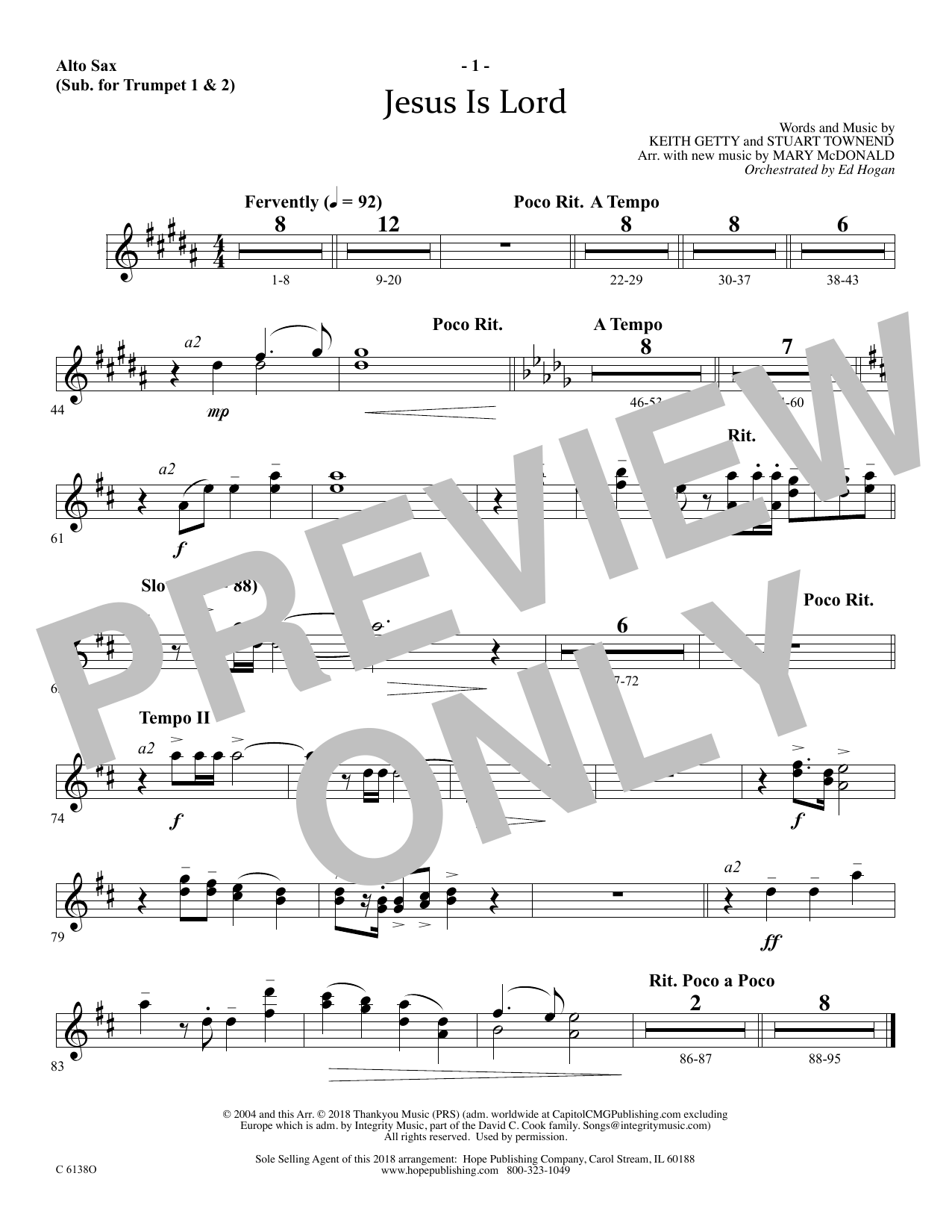 Product picture to: Jesus Is Lord - Alto Sax (sub. Trumpet 2)