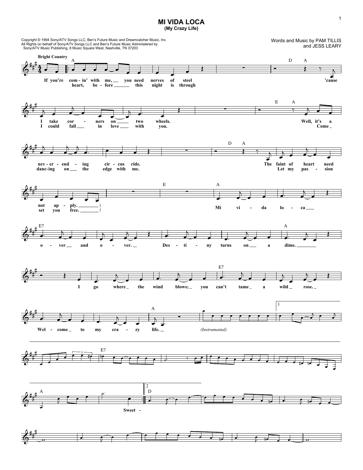 Product picture to:  Mi Vida Loca (My Crazy Life) - Pam Tillis