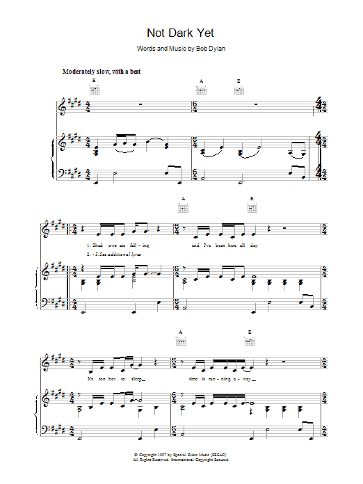 Produktgalerie: Seite 1 von 1 Not Dark Yet, Bob Dylan, Gesang, Gitarre, Klavier