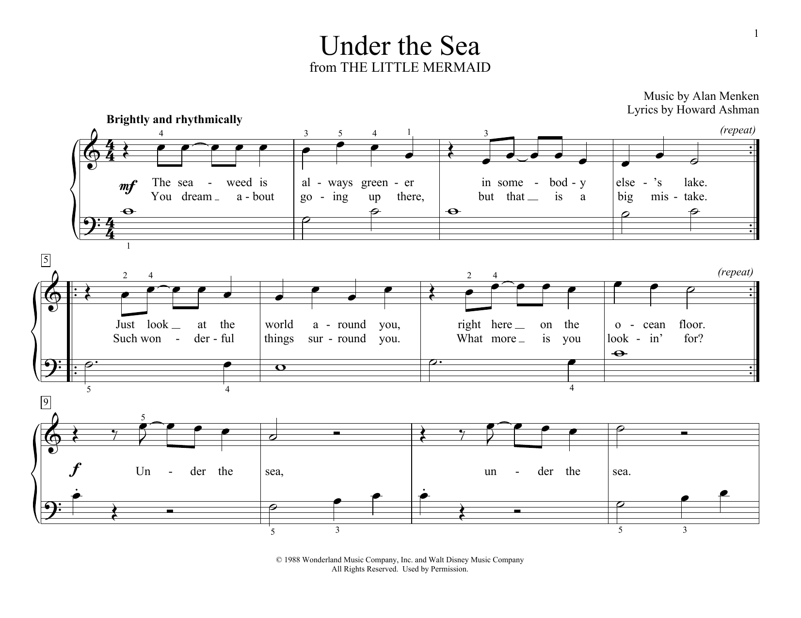 Product picture to: Under The Sea (from The Little Mermaid) (arr. Christopher Hussey)