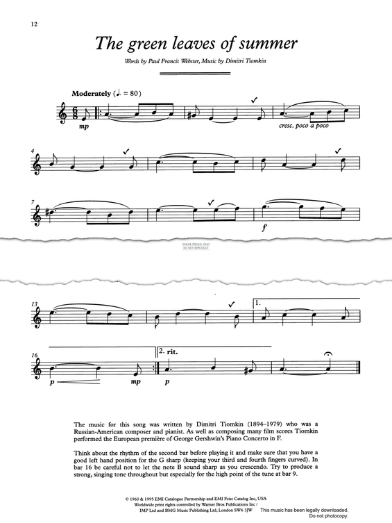 Product gallery: Page 1 of 1 The Green Leaves Of Summer, Dimitri Tiomkin