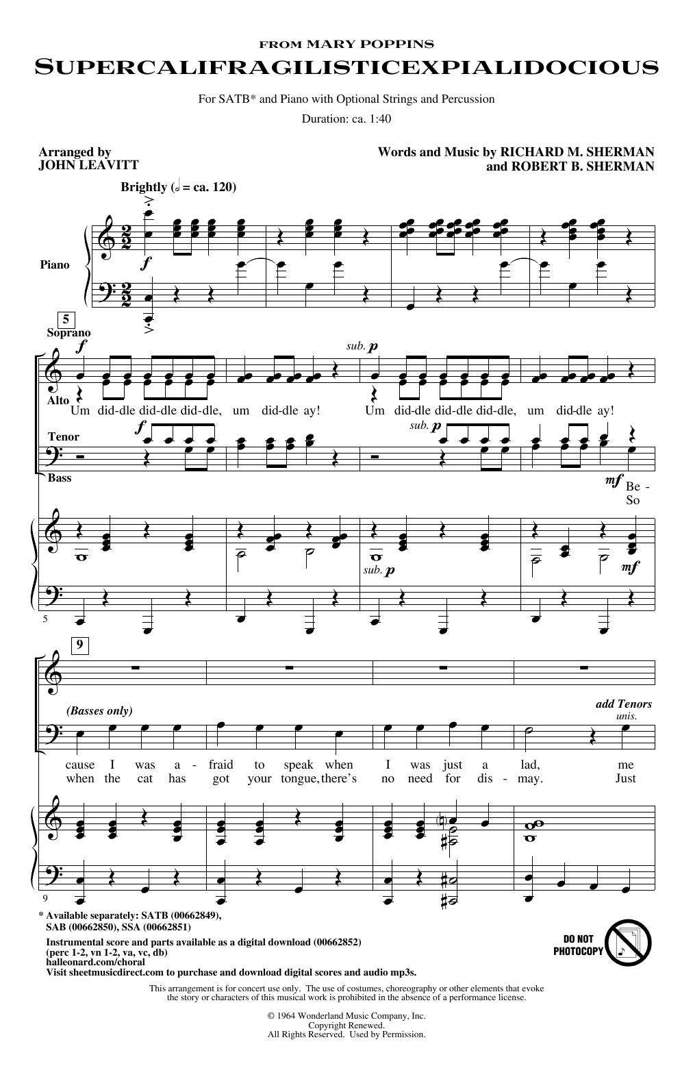 Product picture to: Supercalifragilisticexpialidocious (from Mary Poppins) (arr. John Leavitt)