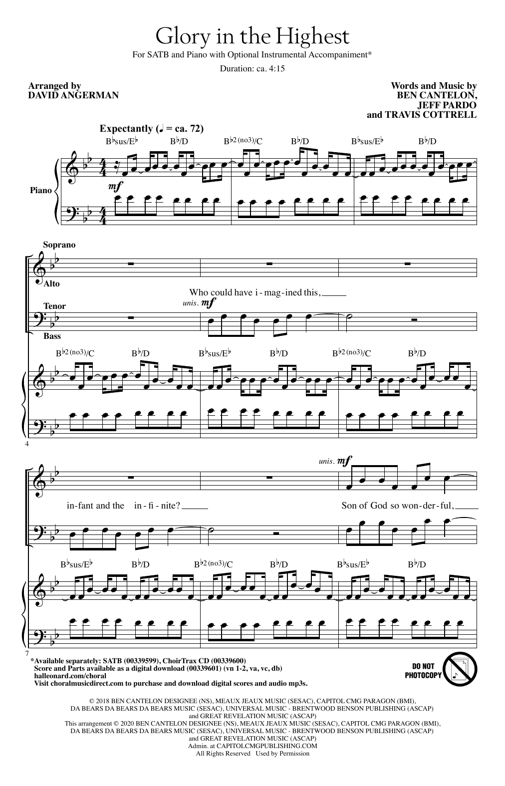 Product picture to: Glory In The Highest (arr. David Angerman)