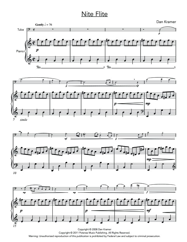 Product gallery: Page 1 of 11 Nite Flite, , (tuba and piano)