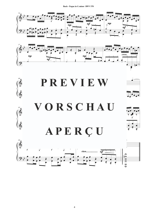 Product gallery: Page 5 of 5 Fugue in G minor BWV 578, , Solo Piano