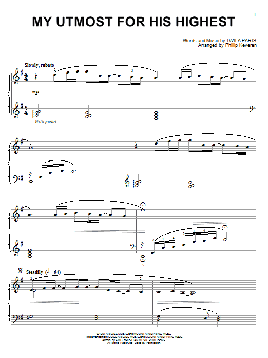 Product picture to: My Utmost For His Highest (arr. Phillip Keveren)