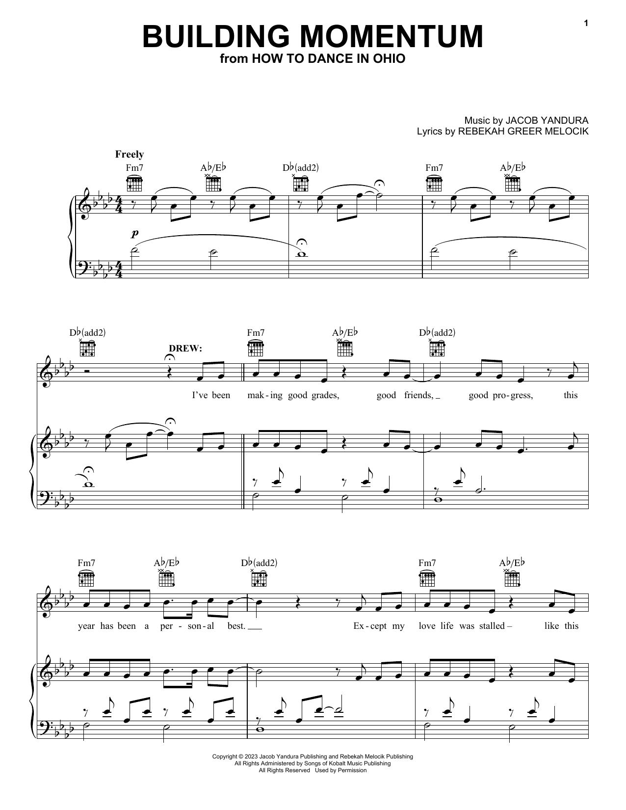 Produktgalerie: Seite 1 von 1 Building Momentum (from How To Dance In Ohio), David Lindsay-Abaire and Jeanine Tesori, Gesang, Gitarre, Klavier