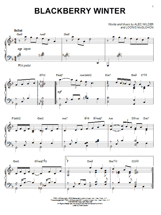 Product gallery: Page 1 of 1 Blackberry Winter (arr. Brent Edstrom), Alec Wilder