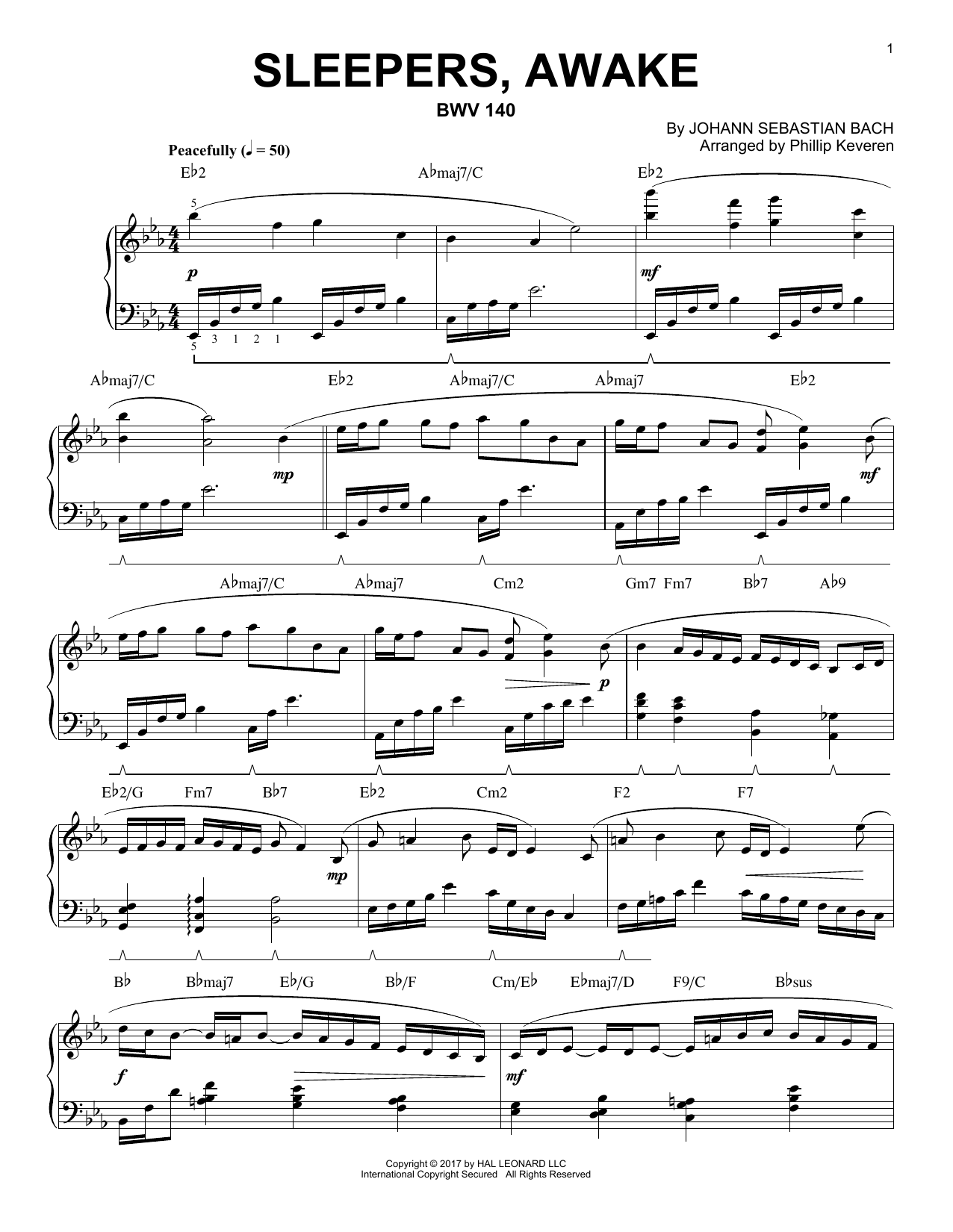 Produktgalerie: Seite 1 von 1 Sleepers, Awake, BWV 140 [Jazz version] (arr. Phillip Keveren), Johann Sebastian Bach, Klavier