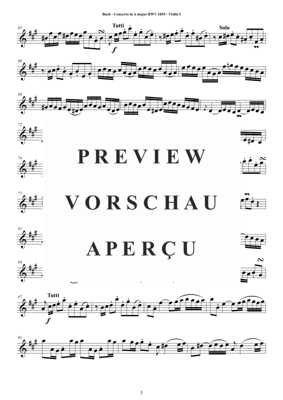 Product gallery: Page 4 of 11 Concerto in A-Dur BWV 1055, , String Quartet - Individual Parts