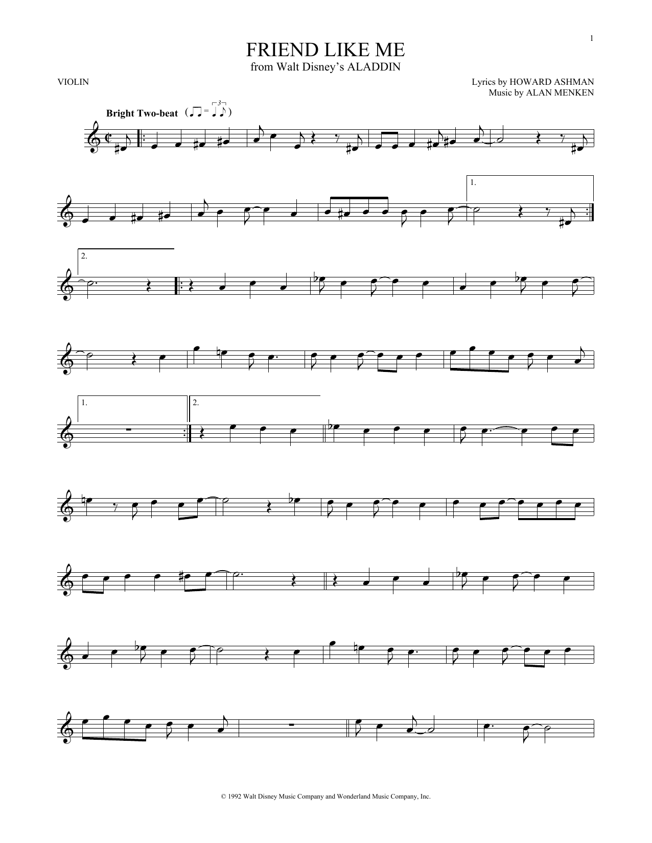 Product gallery: Page 1 of 1 Friend Like Me (from Aladdin), Alan Menken & Howard Ashman