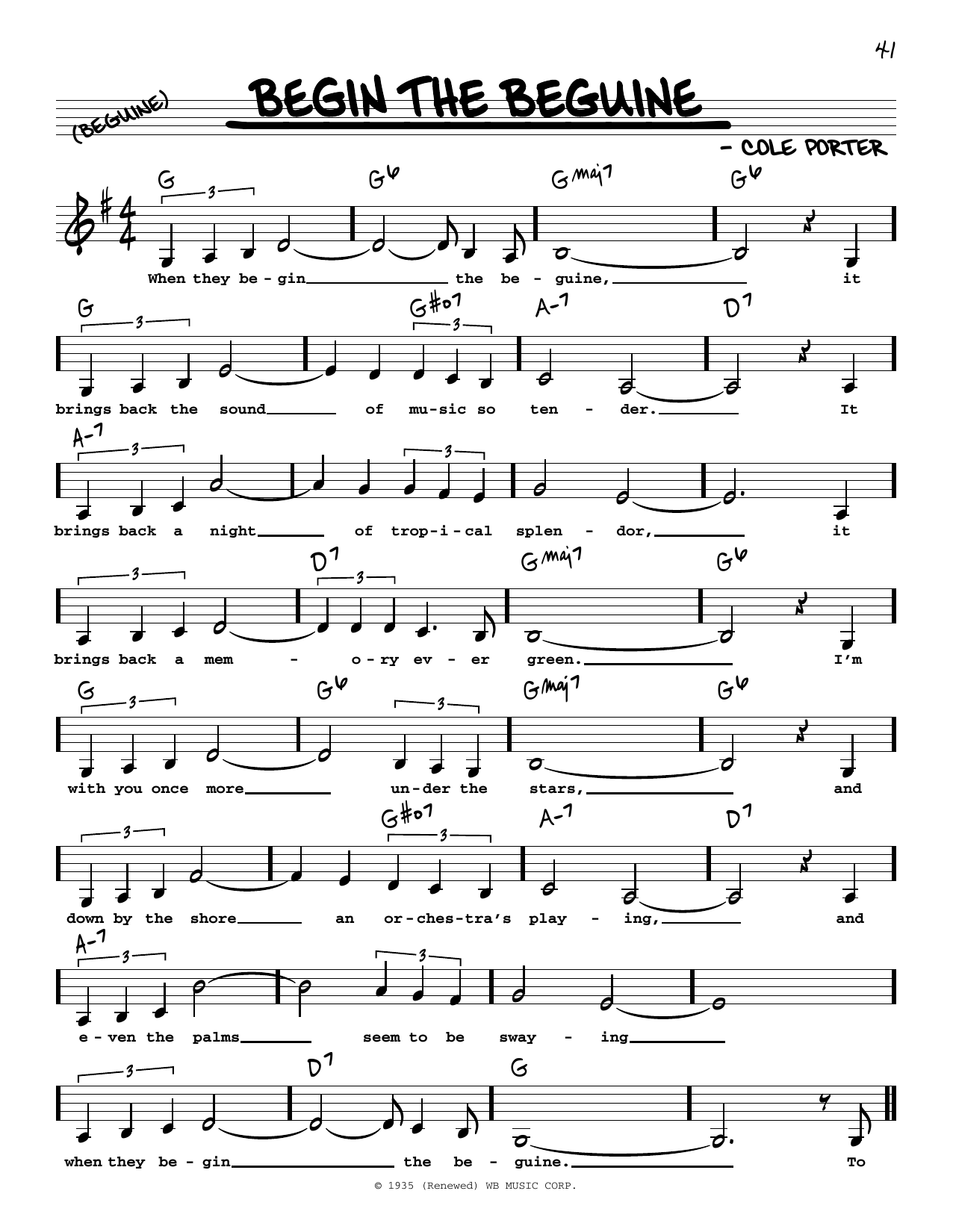 Produktbild zu: Begin The Beguine (Low Voice)
