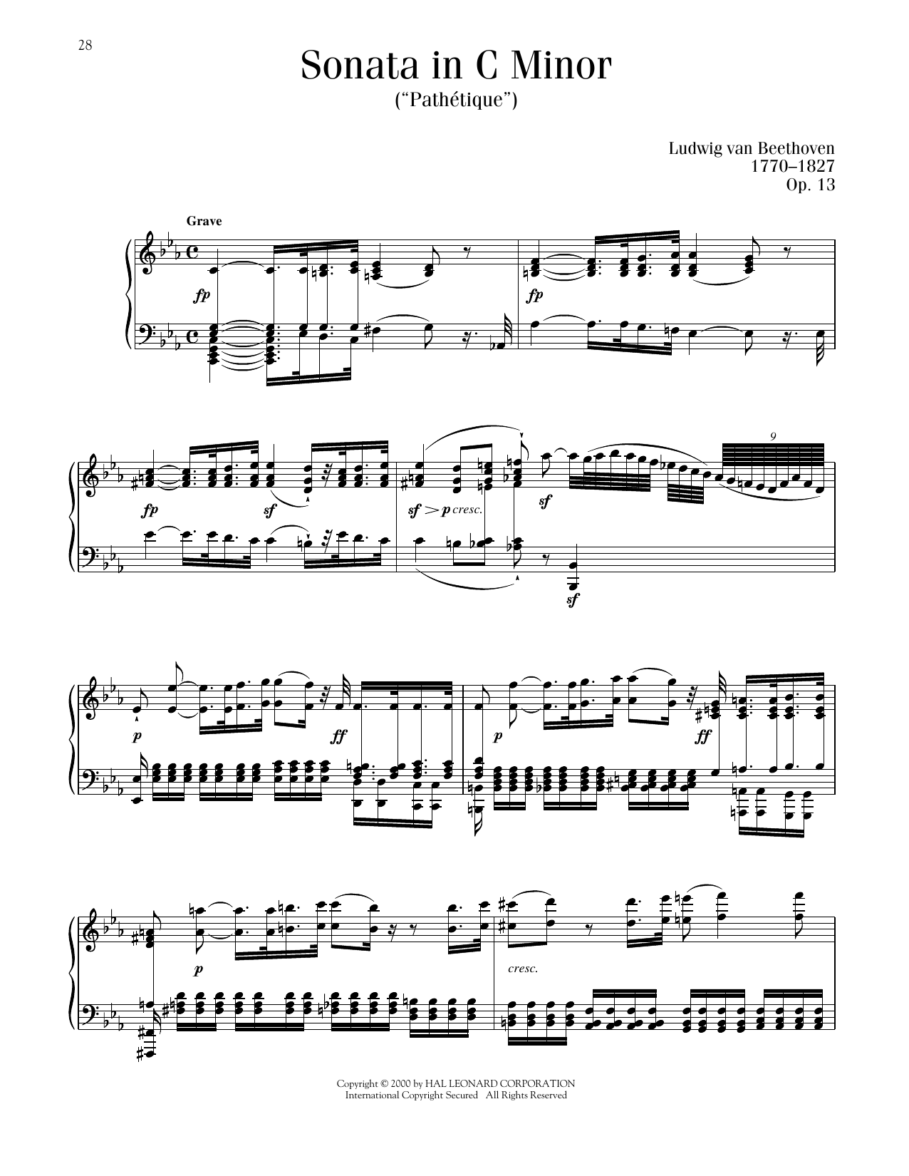 Product picture to: Sonata In C Minor "Pathetique," Op. 13