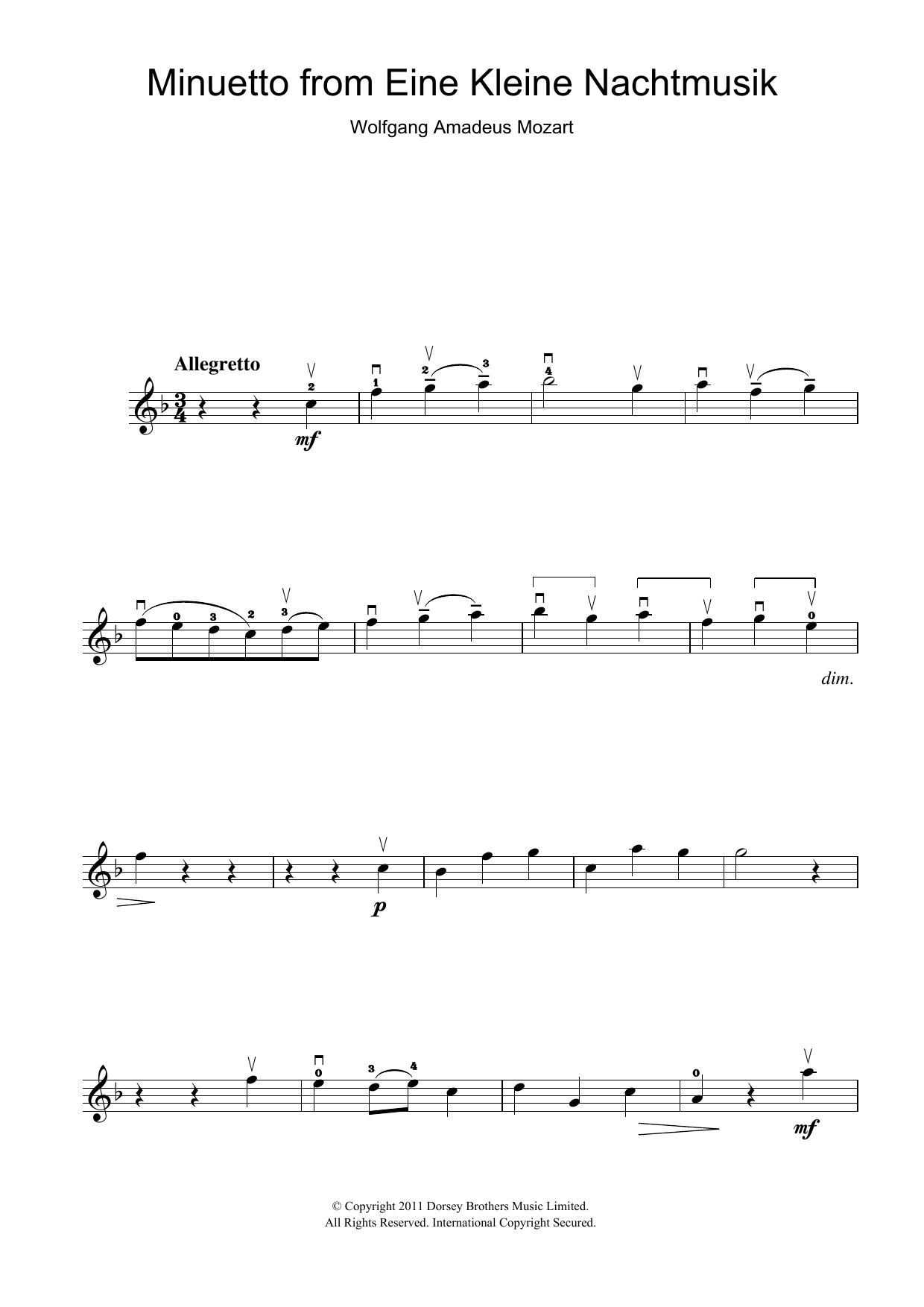 Product gallery: Page 1 of 1 Minuetto from Eine Kleine Nachtmusik K525, Wolfgang Amadeus Mozart