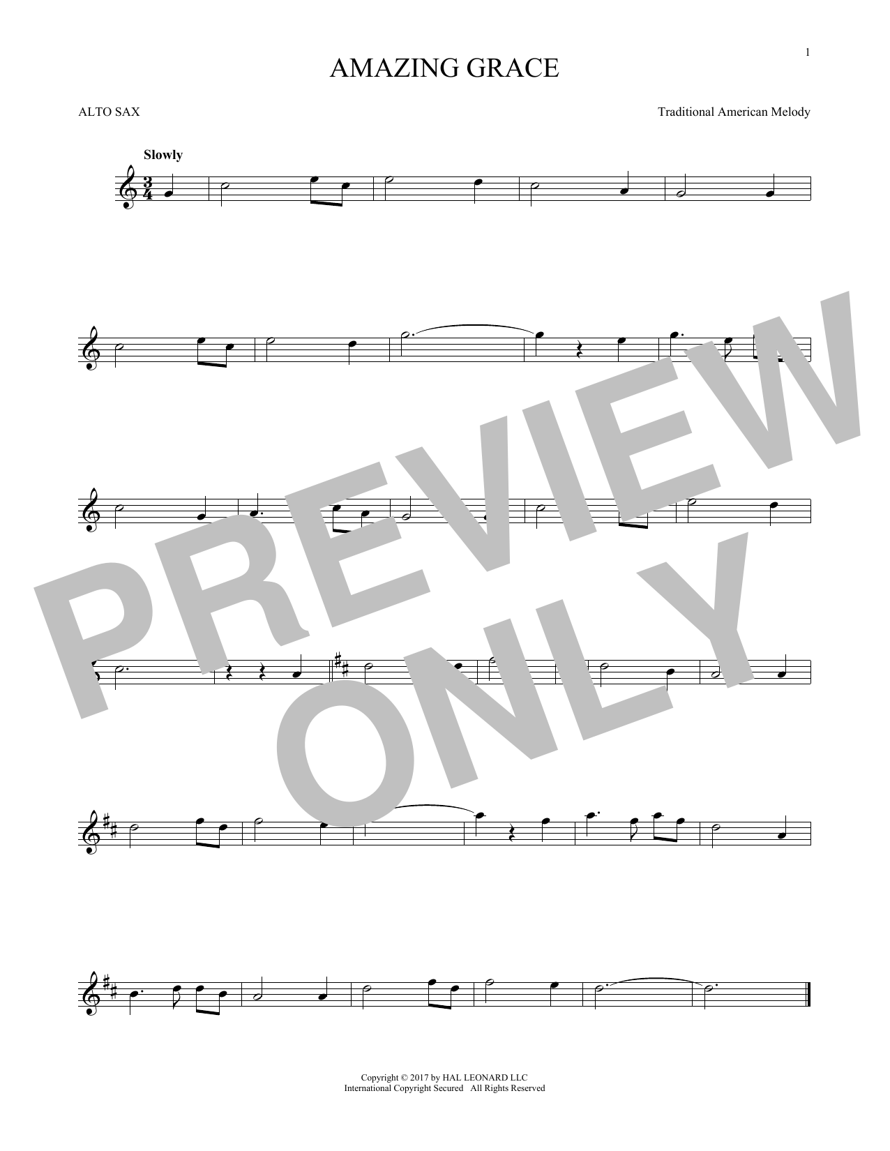 Product gallery: Page 1 of 1 Amazing Grace, Traditional American Melody