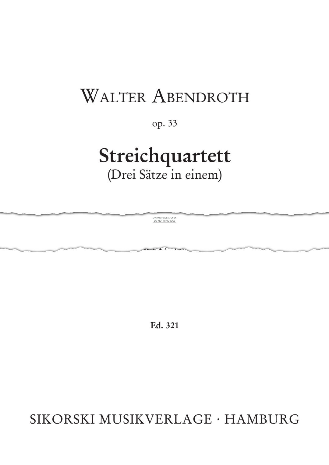 Product picture to: String Quartet (Three movements in one)