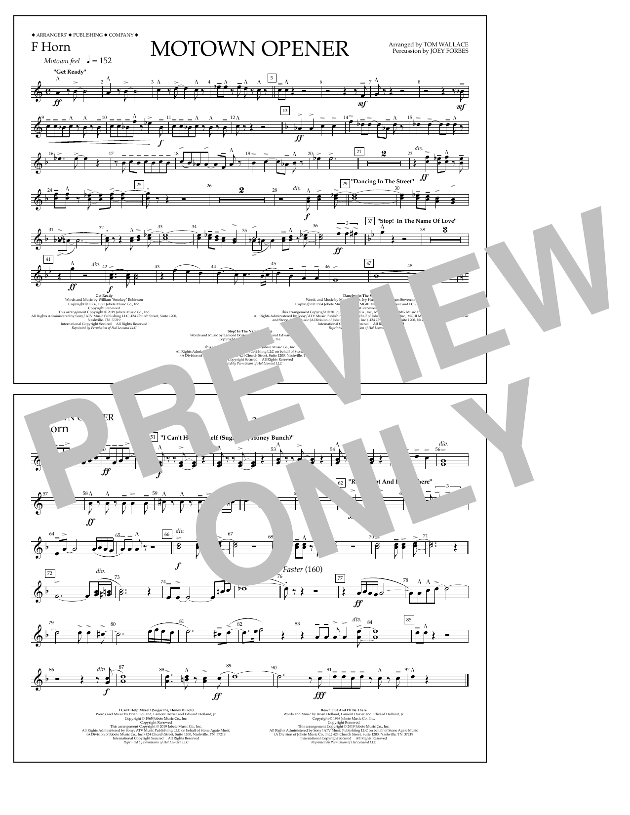 Product picture to: Motown Theme Show Opener (arr. Tom Wallace) - F Horn