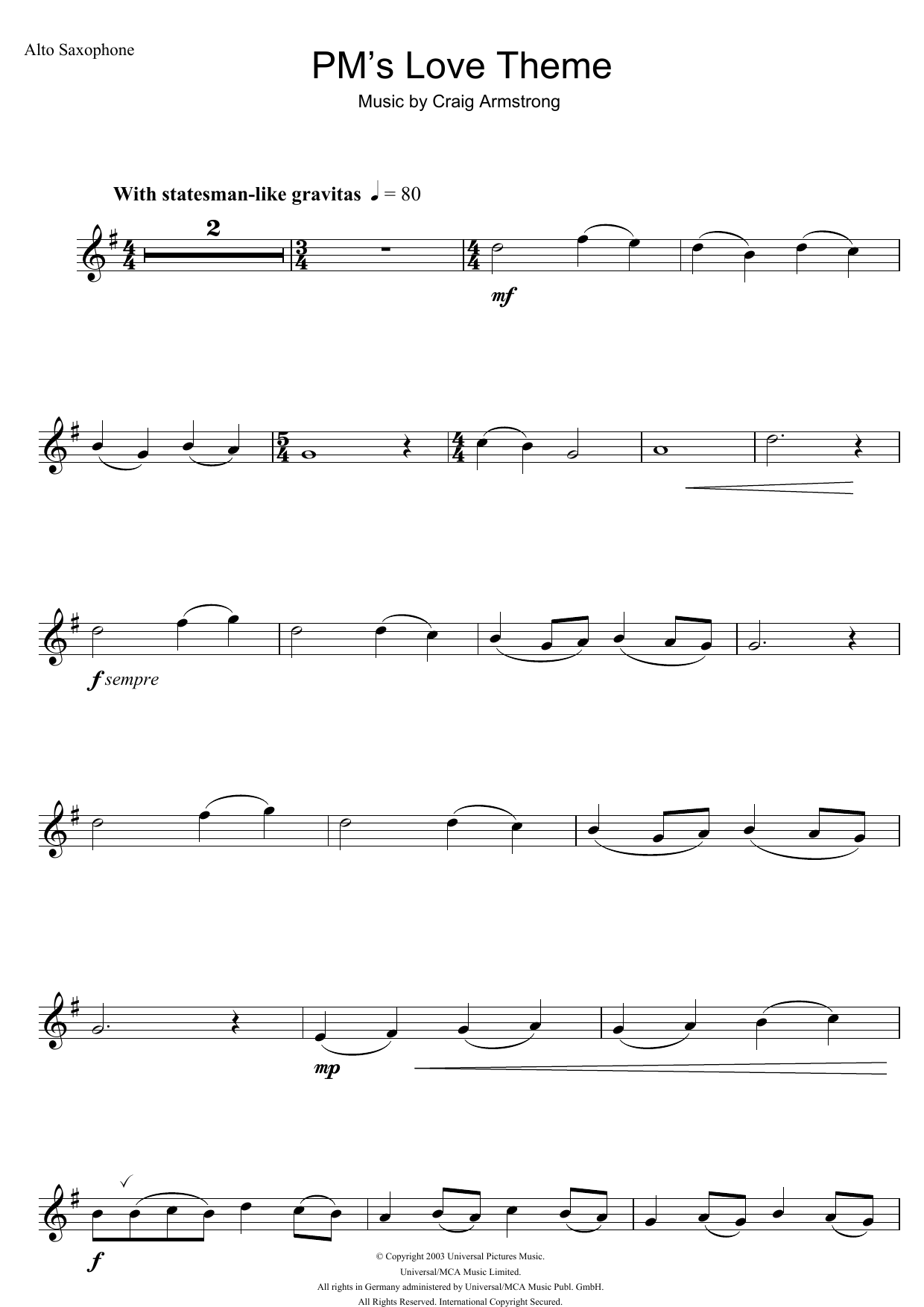 Product gallery: Page 1 of 1 P.M.'s Love Theme (from Love Actually), Craig Armstrong