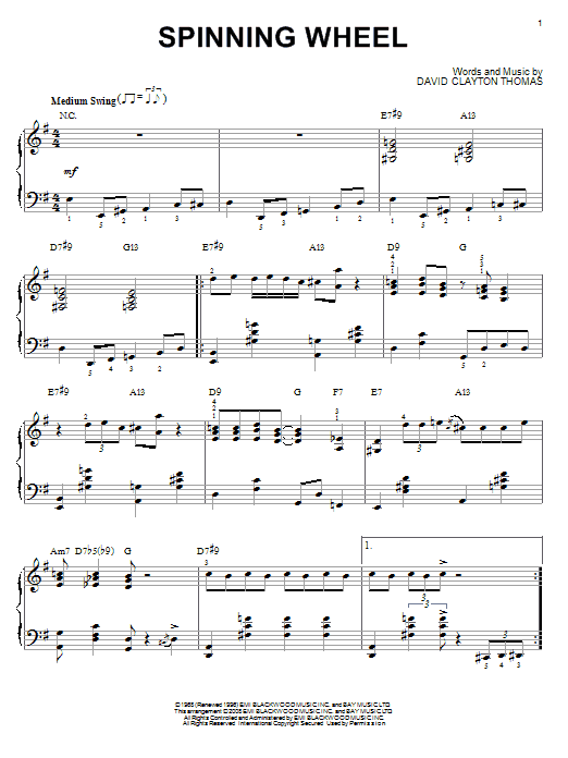 Product gallery: Page 1 of 1 Spinning Wheel [Jazz version] (arr. Brent Edstrom), Blood, Sweat & Tears