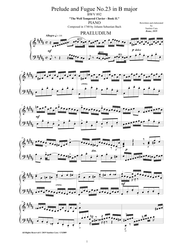 Product picture to: Prelude and Fugue No. 23 in B major BWV 892Johann Sebastian Bach