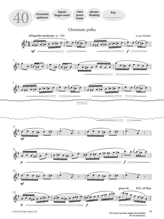 Product gallery: Page 1 of 1 Study No.40 Chromatic polka (from 'More Graded Studies For Flute Book One'), Louis Köhler