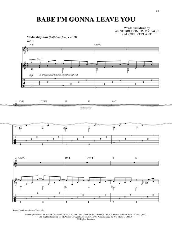 Product gallery: Page 1 of 1 Babe I'm Gonna Leave You, Led Zeppelin