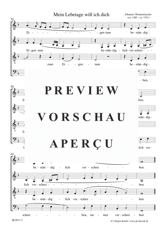 gallery: Mein Lebetage will ich dich, , (Gemischter Chor)