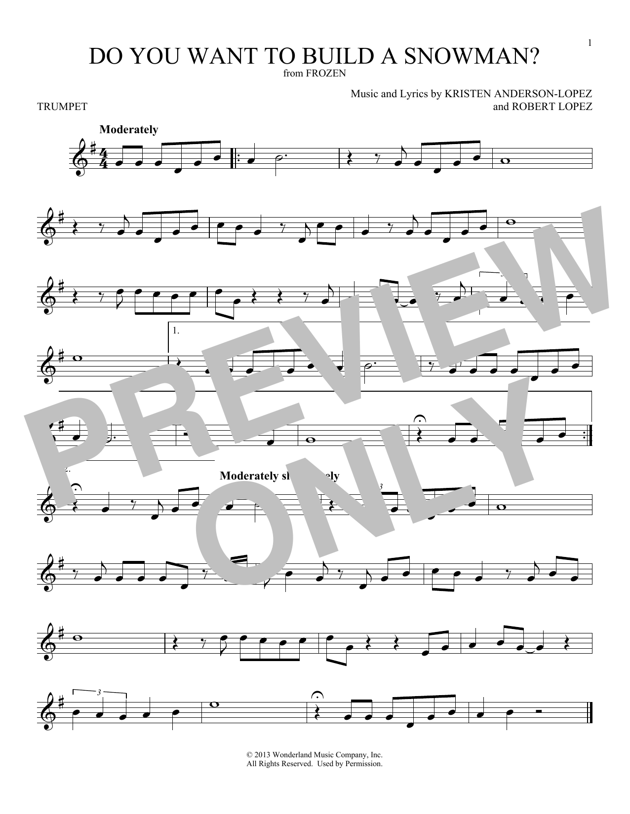 Produktgalerie: Seite 1 von 1 Do You Want To Build A Snowman? (from Frozen), Kristen Bell, Agatha Lee Monn & Katie Lopez, Trompete