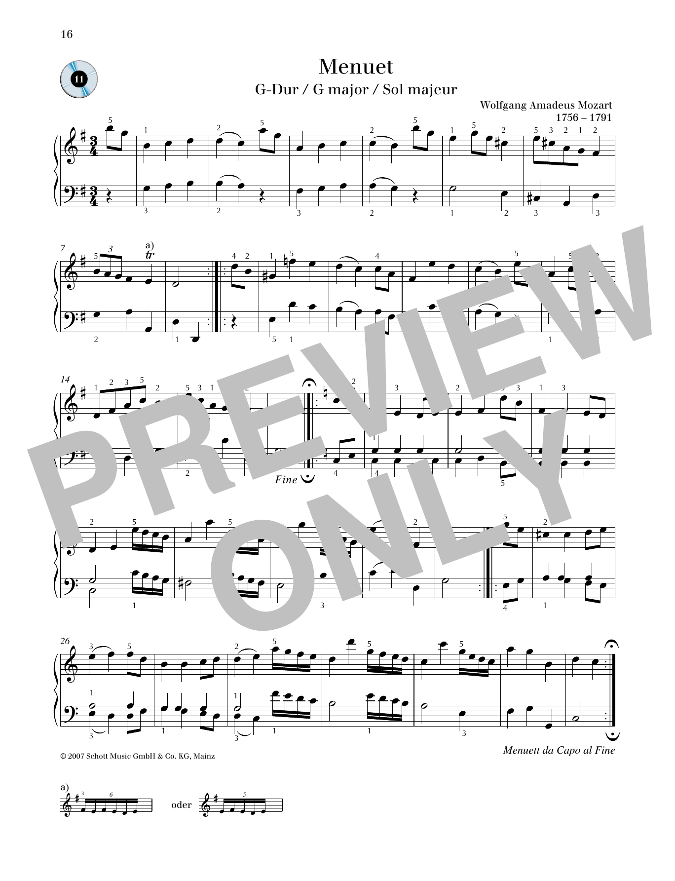 Product gallery: Page 1 of 1 Minuet G major, Wolfgang Amadeus Mozart
