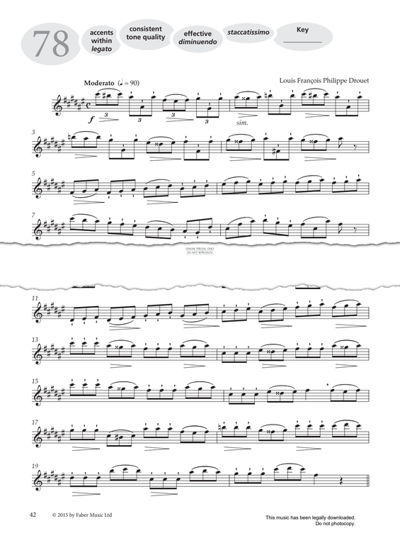 Product gallery: Page 1 of 1 Study No.78 'Moderato' (from 'More Graded Studies For Flute Book Two'), Louis Drouet