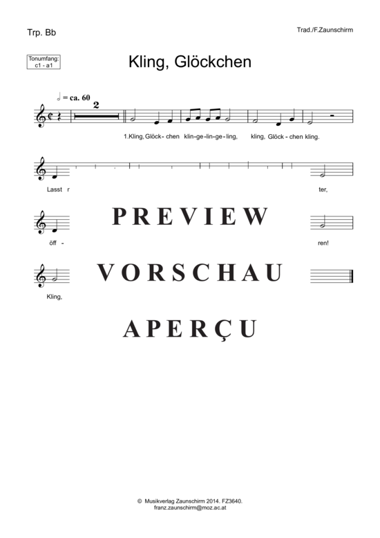 Produktgalerie: Seite 3 von 4 Kling, Glöckchen kling , , (Trompete in B + Klavier)