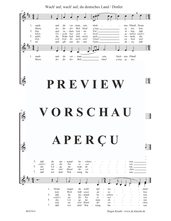 Produktgalerie: Seite 5 von 5 Wach´ auf, wach´ auf, du deutsches Land (Der Jahrkreis, Op,5 Nr.40), , Frauenchor SSA