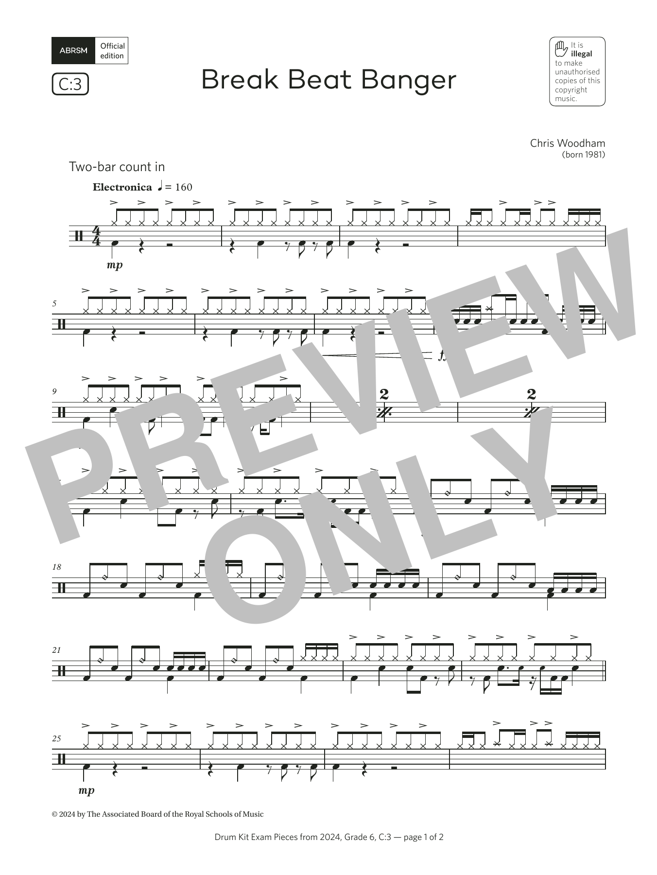 Product picture to:  Break Beat Banger (Grade 6, list C3, from the ABRSM Drum Kit Syllabus 2024) - Chris Woodham