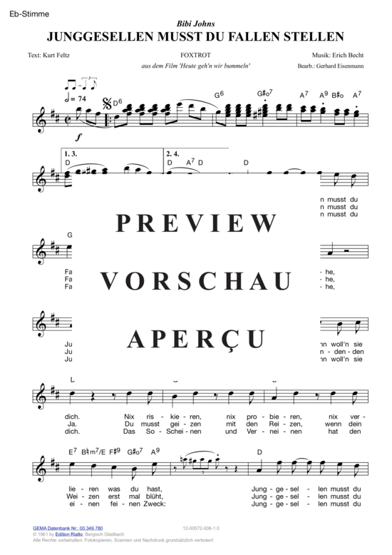 Produktgalerie: Seite 7 von 11 Junggesellen musst du Fallen stellen , Johns, Bibi, (Melodie-Stimmen in C/B/Es)