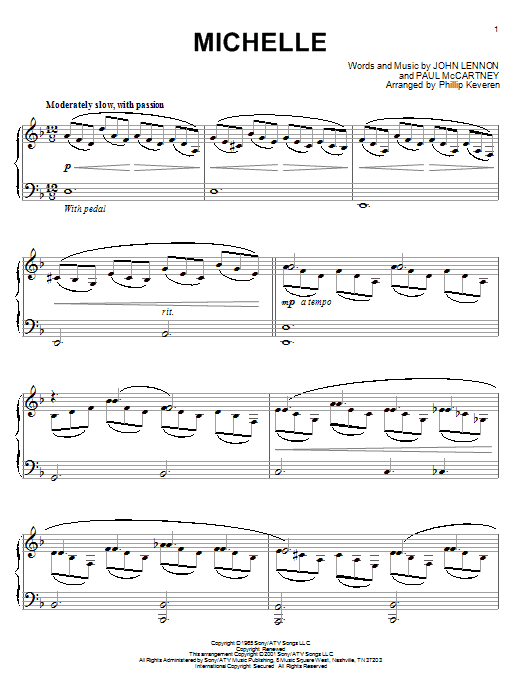 Produktgalerie: Seite 1 von 1 Michelle (arr. Phillip Keveren), The Beatles, Klavier