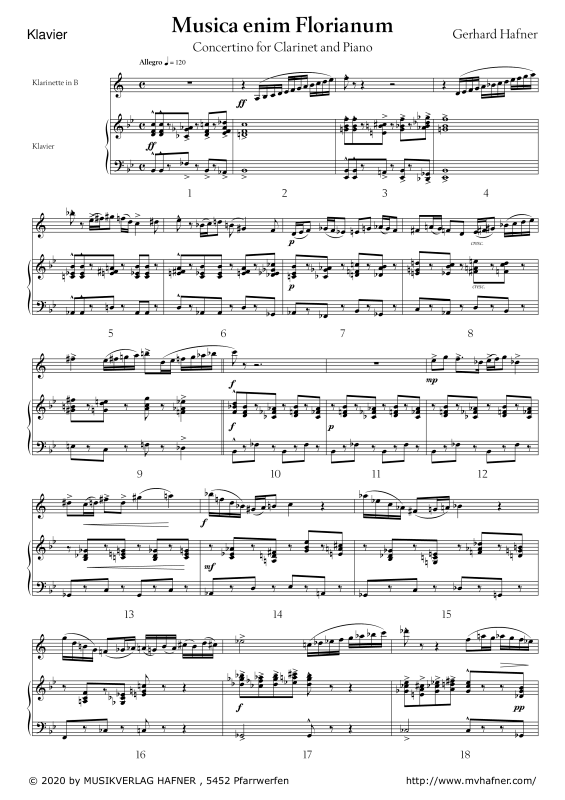 Product gallery: Page 1 of 11 Musica enim Florianum, , (clarinet in Bb and piano)