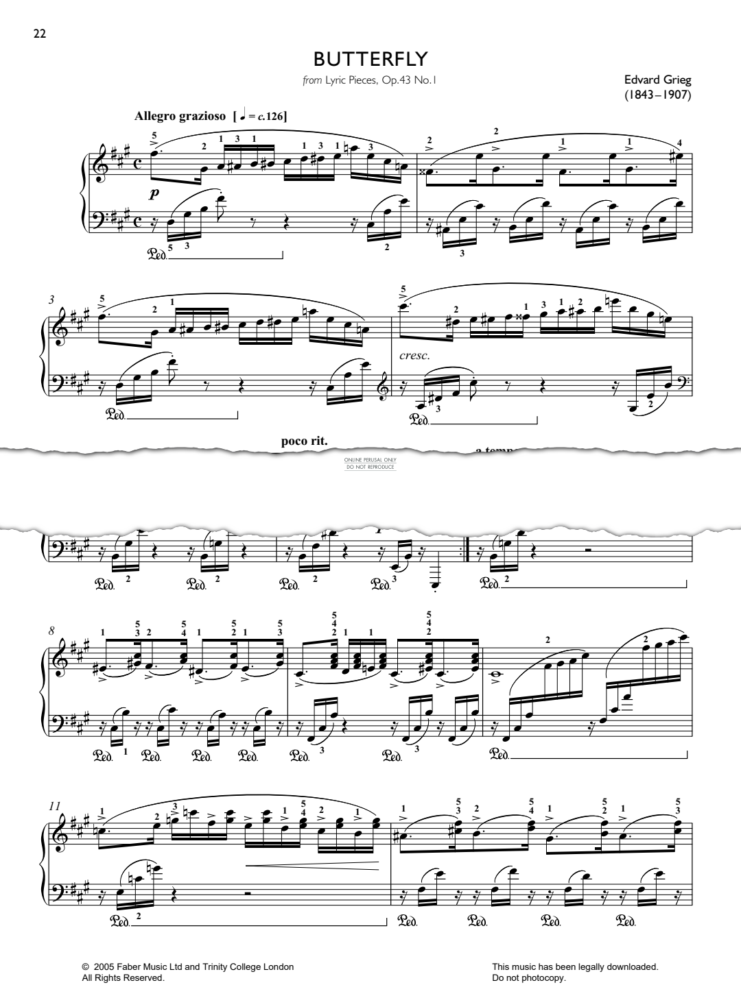 Produktbild zu: Butterfly (from Lyric Pieces Op.43, No.1)
