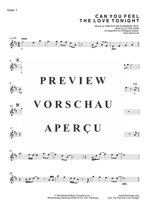 Produktgalerie: Seite 10 von 11 Can You Feel The Love Tonight, John, Elton, Streicher Quintett/Ensemble/Band - Klavier, E-Bass und Drum Set opt.