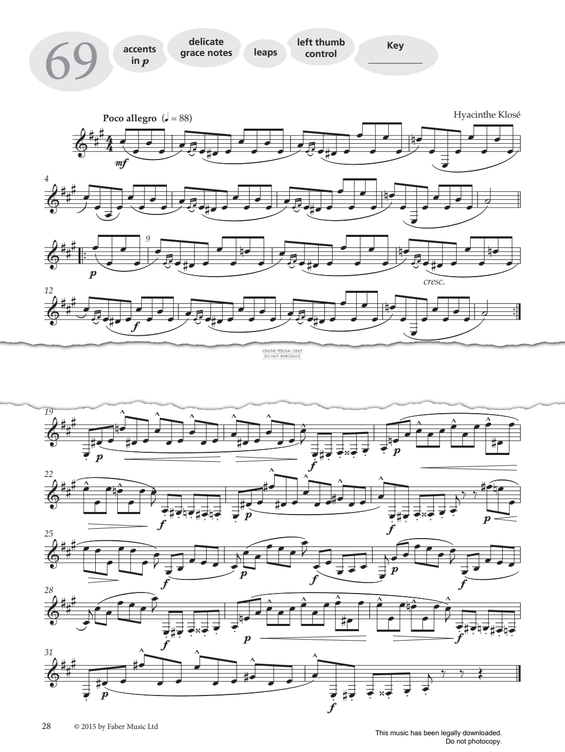 Product gallery: Page 1 of 1 Study No.69 'Poco Allegro' (from 'More Graded Studies For Clarinet Book Two'), Hyacinthe Klose