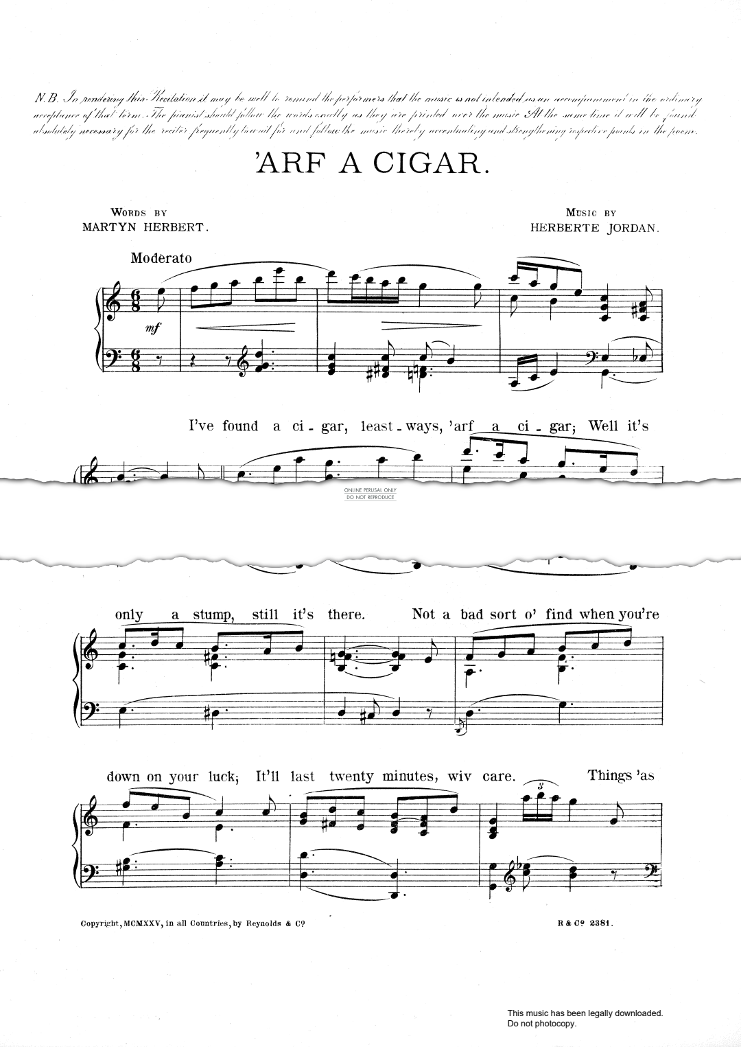 Produktgalerie: Seite 1 von 1 'Arf A Cigar, Will Deller, Gesang, Klavier