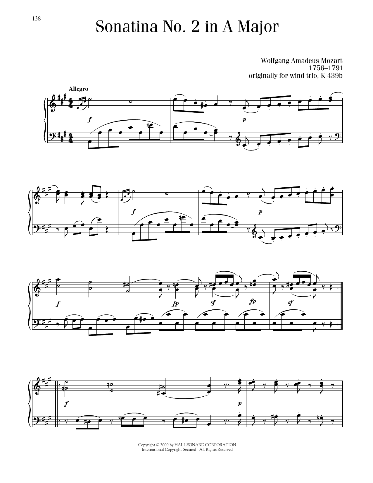 Produktbild zu: Sonatina No. 2 In A Major