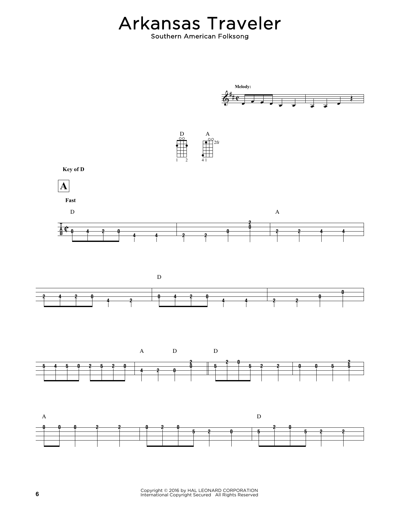 Produktgalerie: Seite 1 von 1 Arkansas Traveler (arr. Fred Sokolow), Southern American Folksong