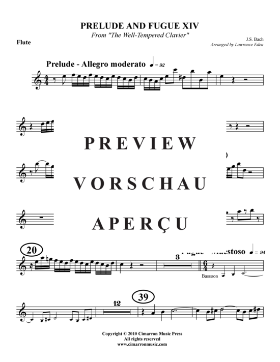 Produktgalerie: Seite 10 von 15 Prelude und Fugue XIV , , (Holzbläser-Quintett)